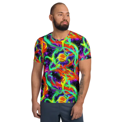Cosmic Flare on a Men's Athletic T-Shirt
