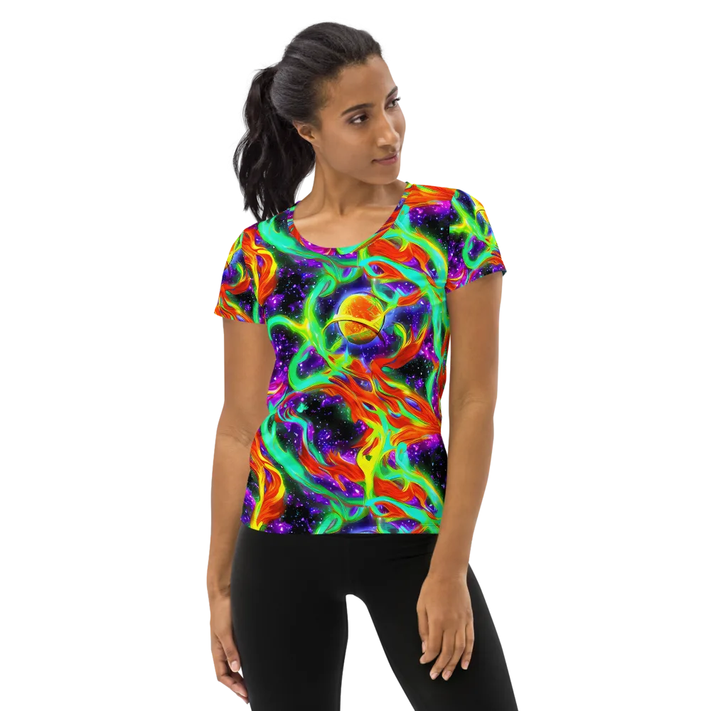 Cosmic Flare on Women's Athletic T-Shirt — Front