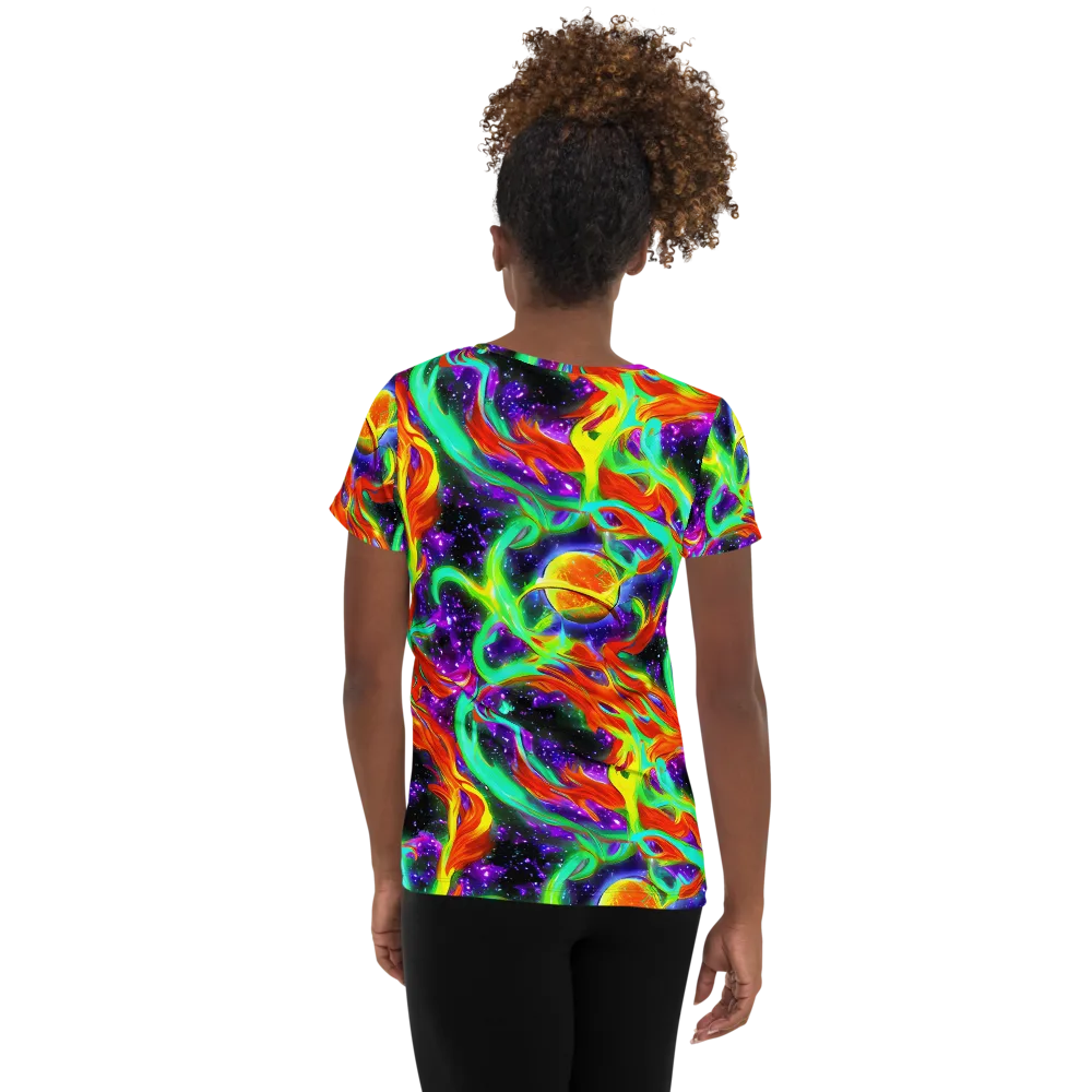 Cosmic Flare on Women's Athletic T-Shirt — Back