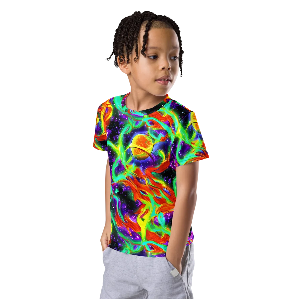 Cosmic Flare on Kids Crew Neck T-Shirt — Left Front