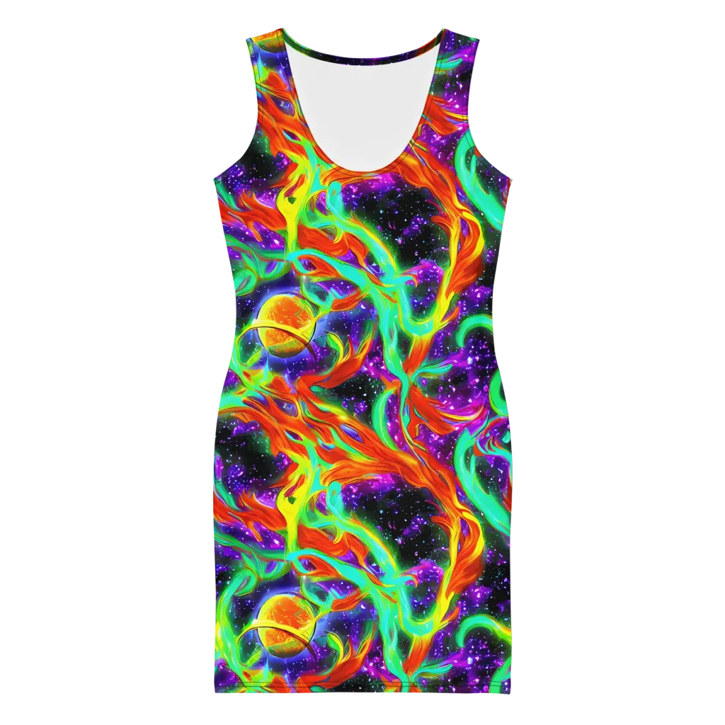 Cosmic Flare on Bodycon Dress — Front