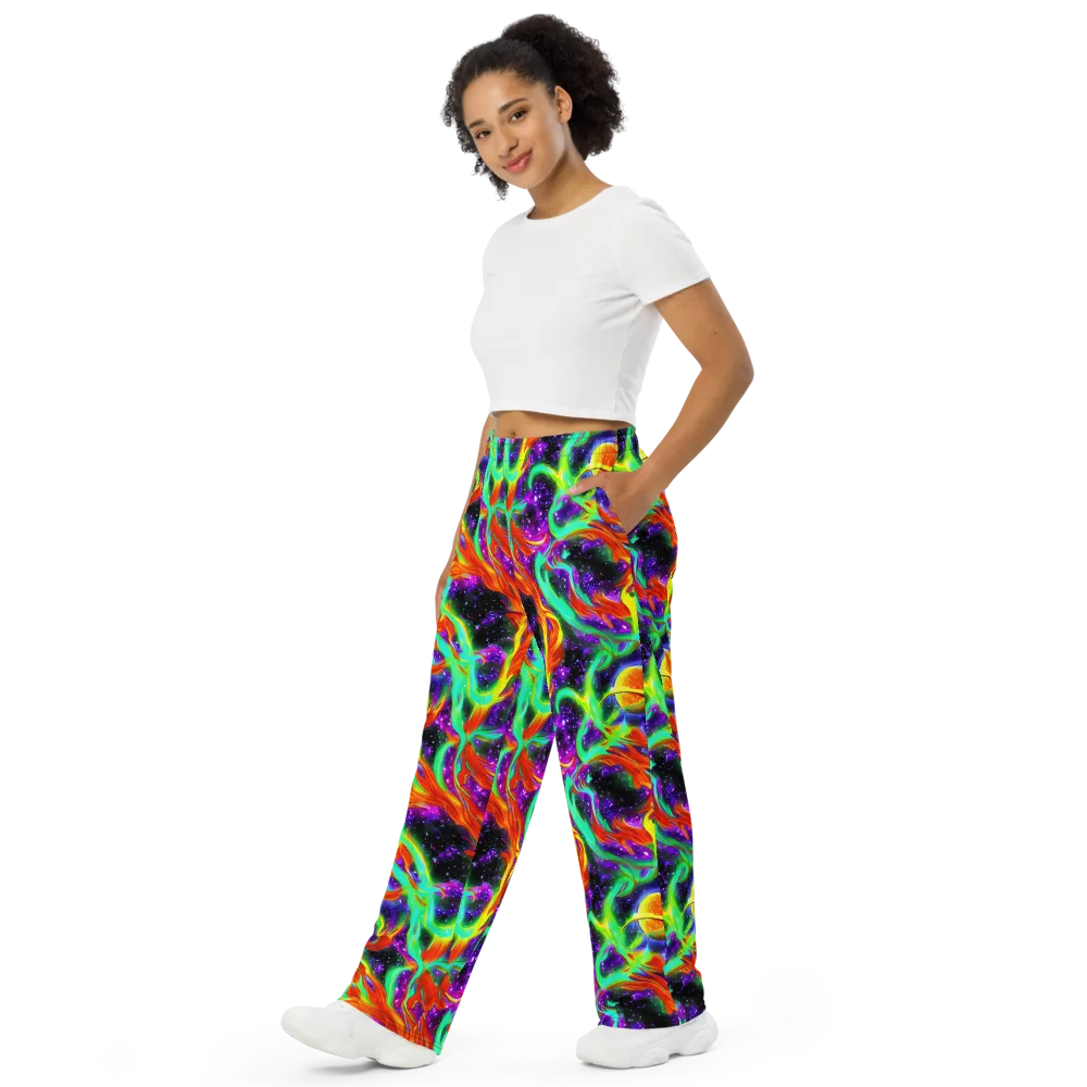 Cosmic Flare on Wide-Leg Pants — Left Front