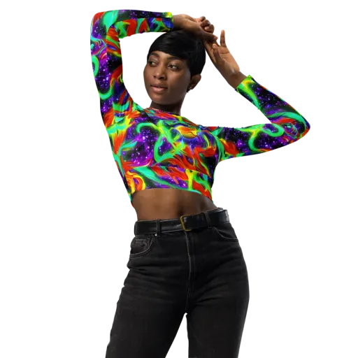 Cosmic Flare on a Long Sleeve Crop Top