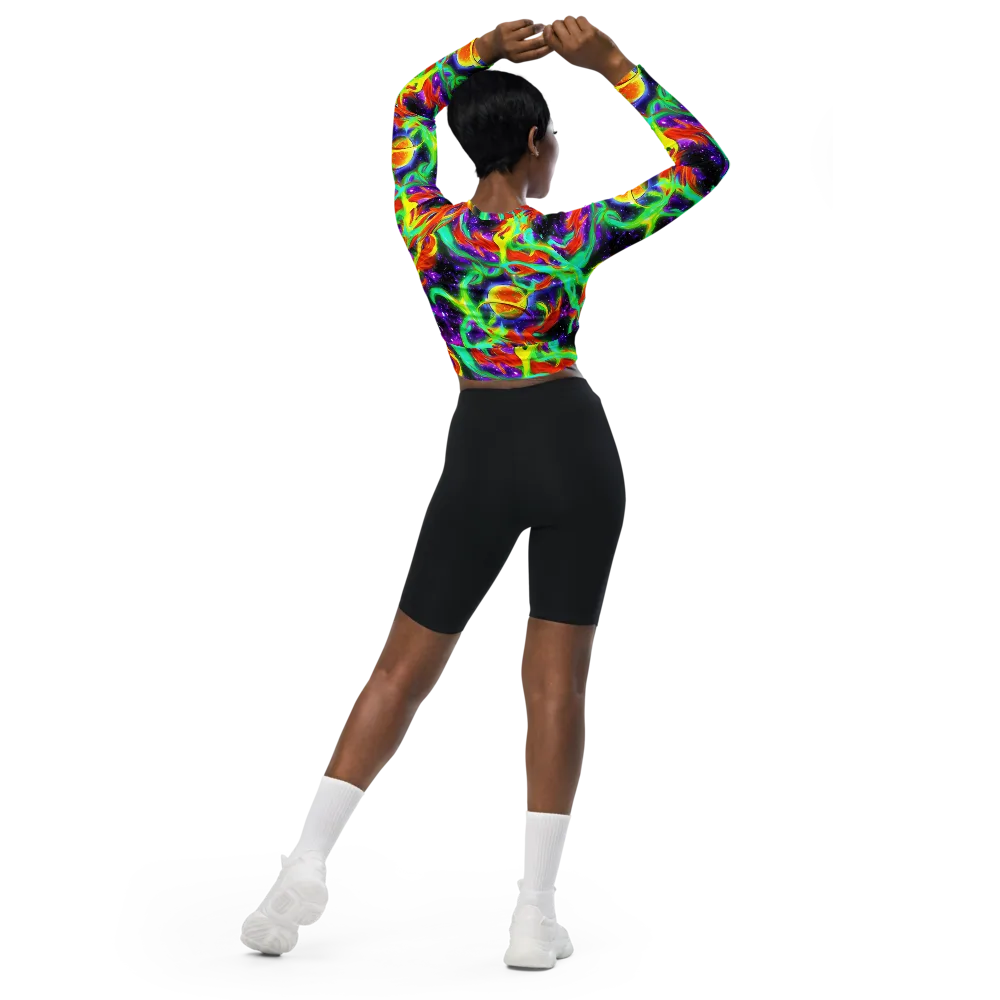 Cosmic Flare on Long Sleeve Crop Top — Back