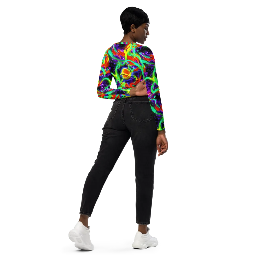 Cosmic Flare on Long Sleeve Crop Top — Right Back