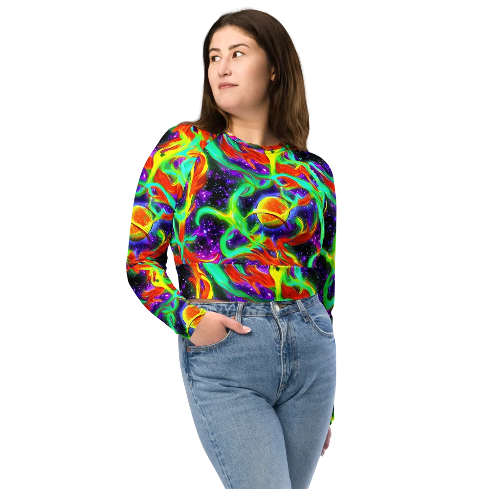 Cosmic Flare on Long Sleeve Crop Top — Front