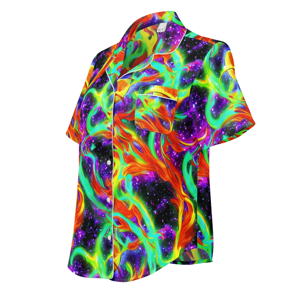 Cosmic Flare on Women's Short Sleeve Pajama Top — Left Front