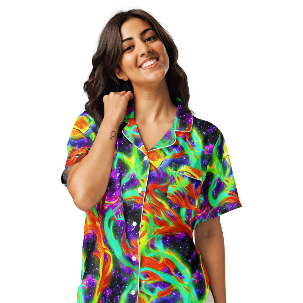 Cosmic Flare on Women's Short Sleeve Pajama Top — Front