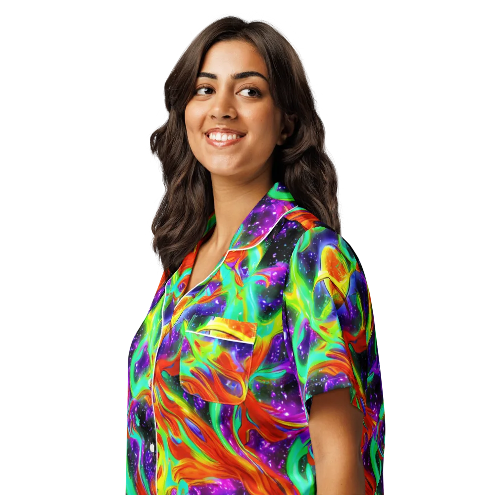 Cosmic Flare on Women's Short Sleeve Pajama Top — Left Front