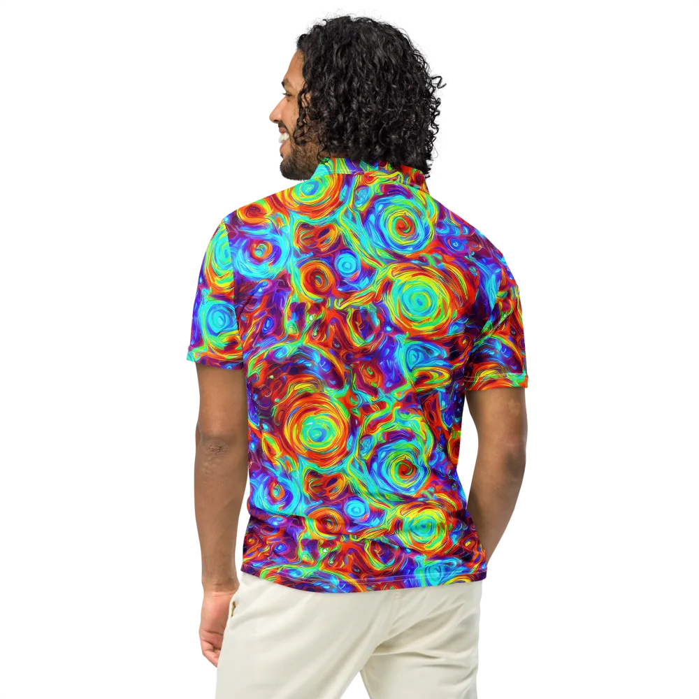 Fever Spiral on Men's Slim Fit Polo Shirt — Back