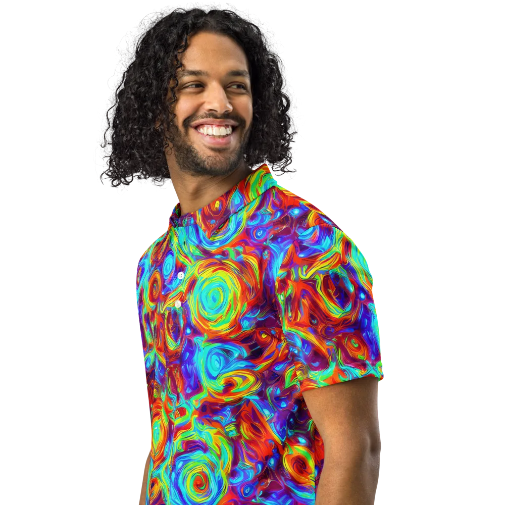 Fever Spiral on Men's Slim Fit Polo Shirt — Left Front
