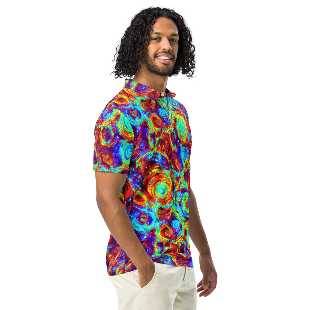 Fever Spiral on Men's Slim Fit Polo Shirt — Right Front