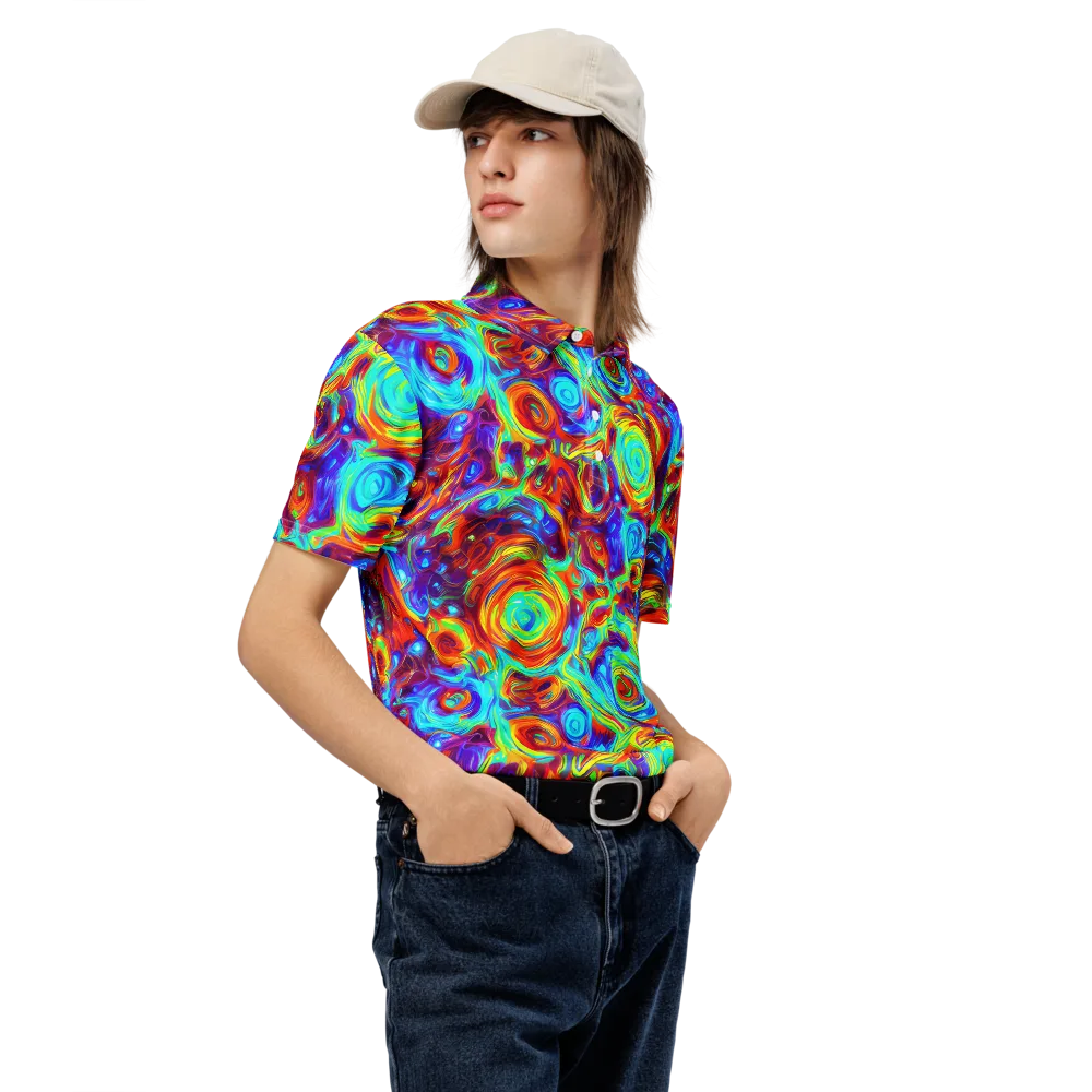 Fever Spiral on Men's Slim Fit Polo Shirt — Right Front