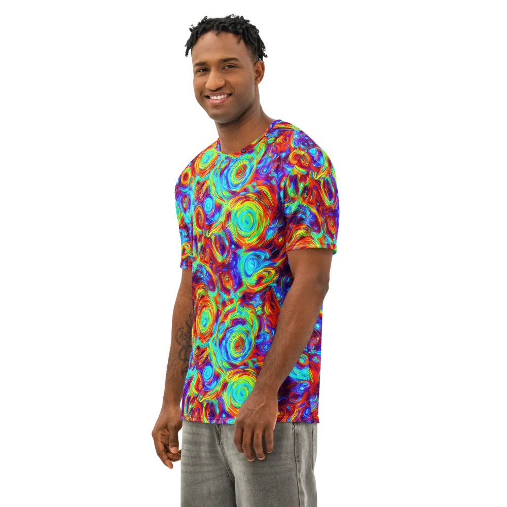 Fever Spiral on Men's Cotton Crew Neck T-Shirt — Left Front