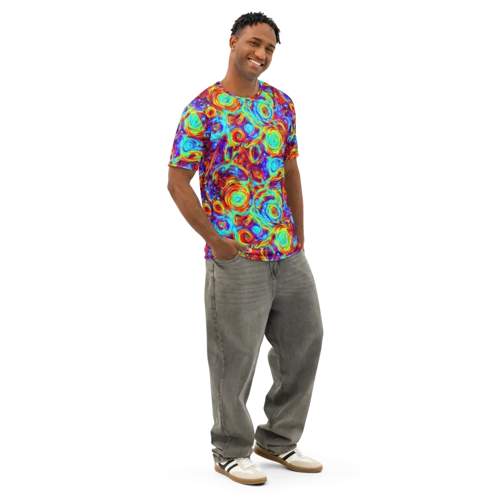 Fever Spiral on Men's Cotton Crew Neck T-Shirt — Right Front
