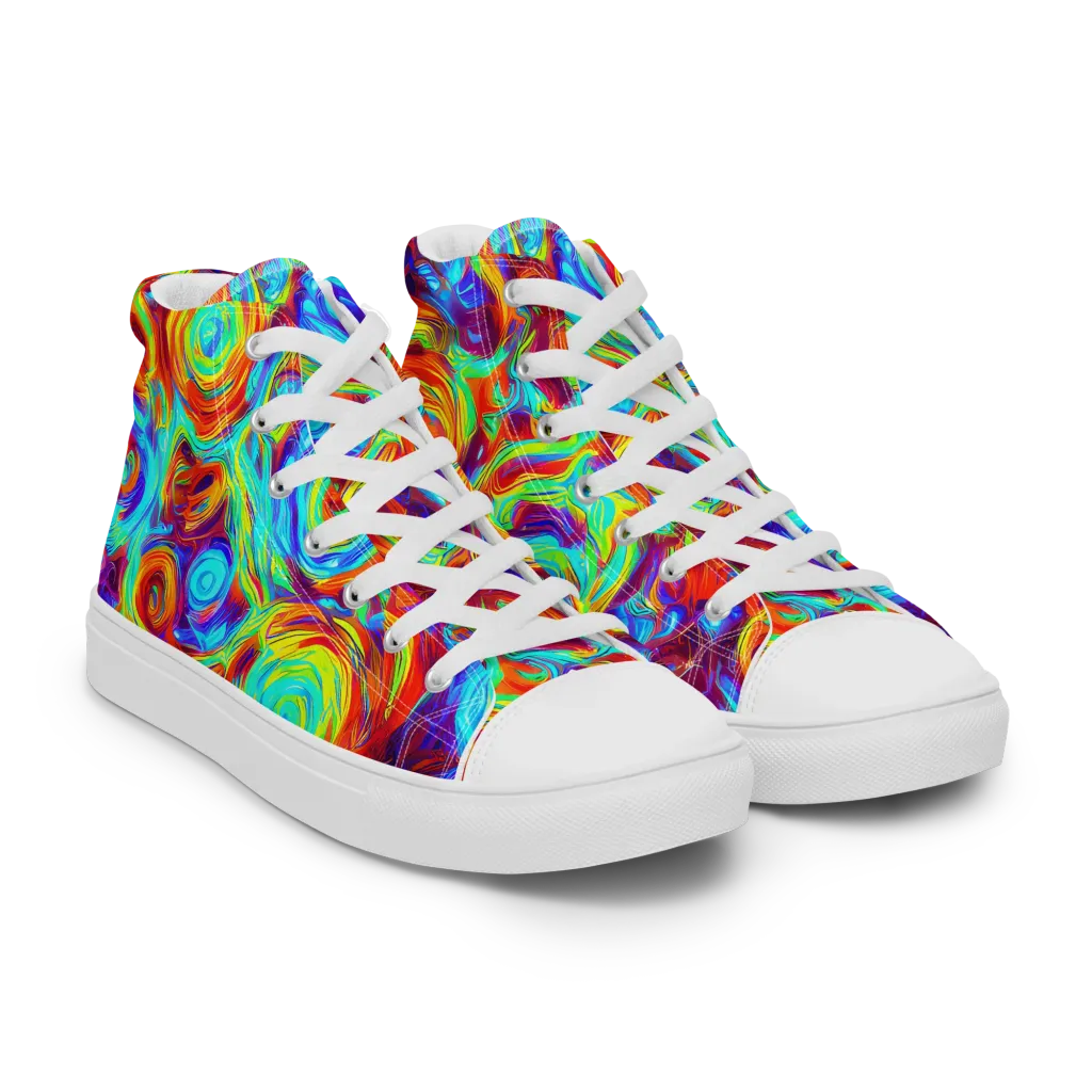 Fever Spiral on Men's High Top Canvas Shoes — Right Front