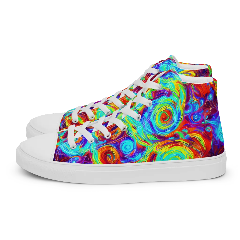 Fever Spiral on Men's High Top Canvas Shoes — Left
