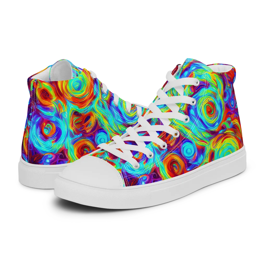 Fever Spiral on Men's High Top Canvas Shoes — Left