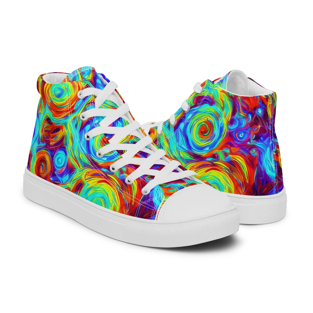Fever Spiral on Men's High Top Canvas Shoes — Right