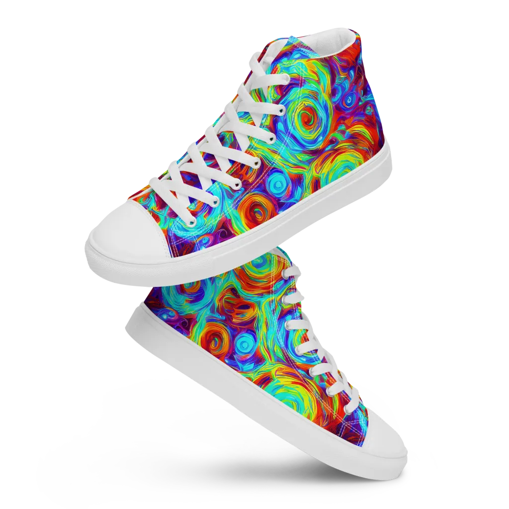 Fever Spiral on Men's High Top Canvas Shoes — Front