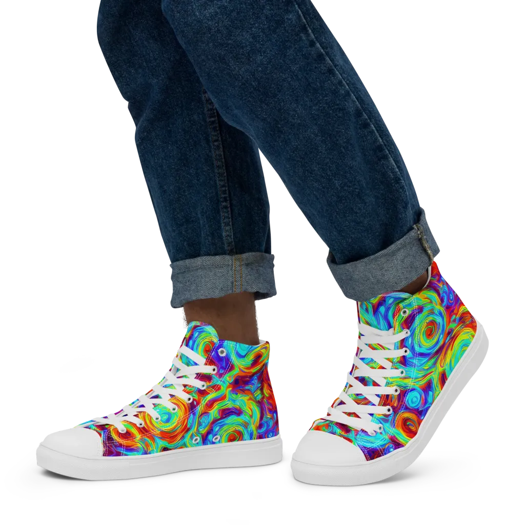 Fever Spiral on Men's High Top Canvas Shoes — Left