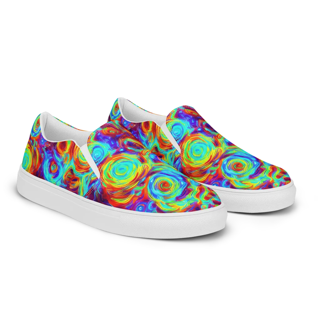 Fever Spiral on Men's Slip-On Canvas Shoes — Right Front