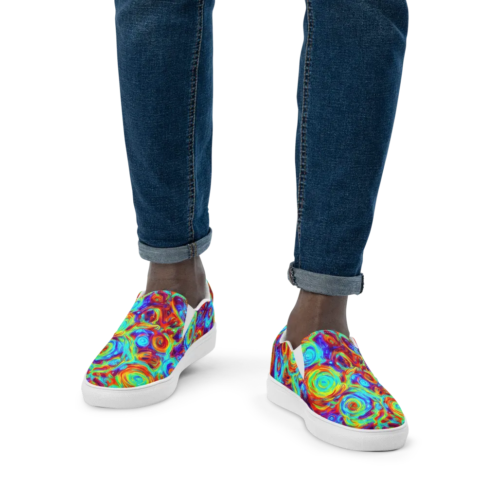 Fever Spiral on Men's Slip-On Canvas Shoes — Front
