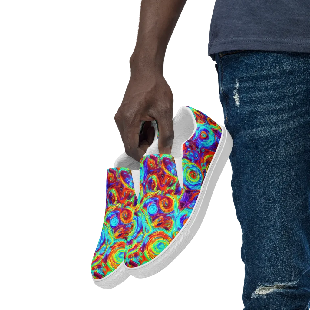 Fever Spiral on Men's Slip-On Canvas Shoes — Left Front