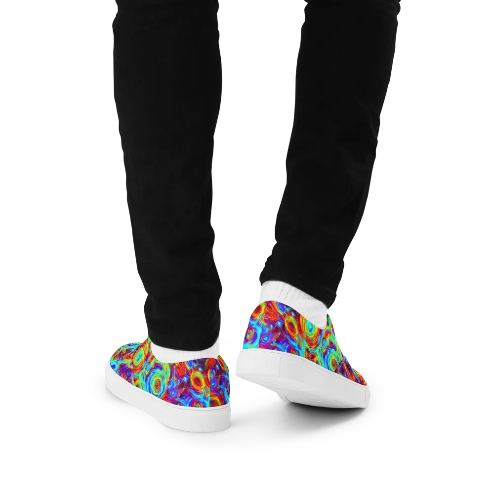 Fever Spiral on Men's Lace-Up Canvas Shoes — Back