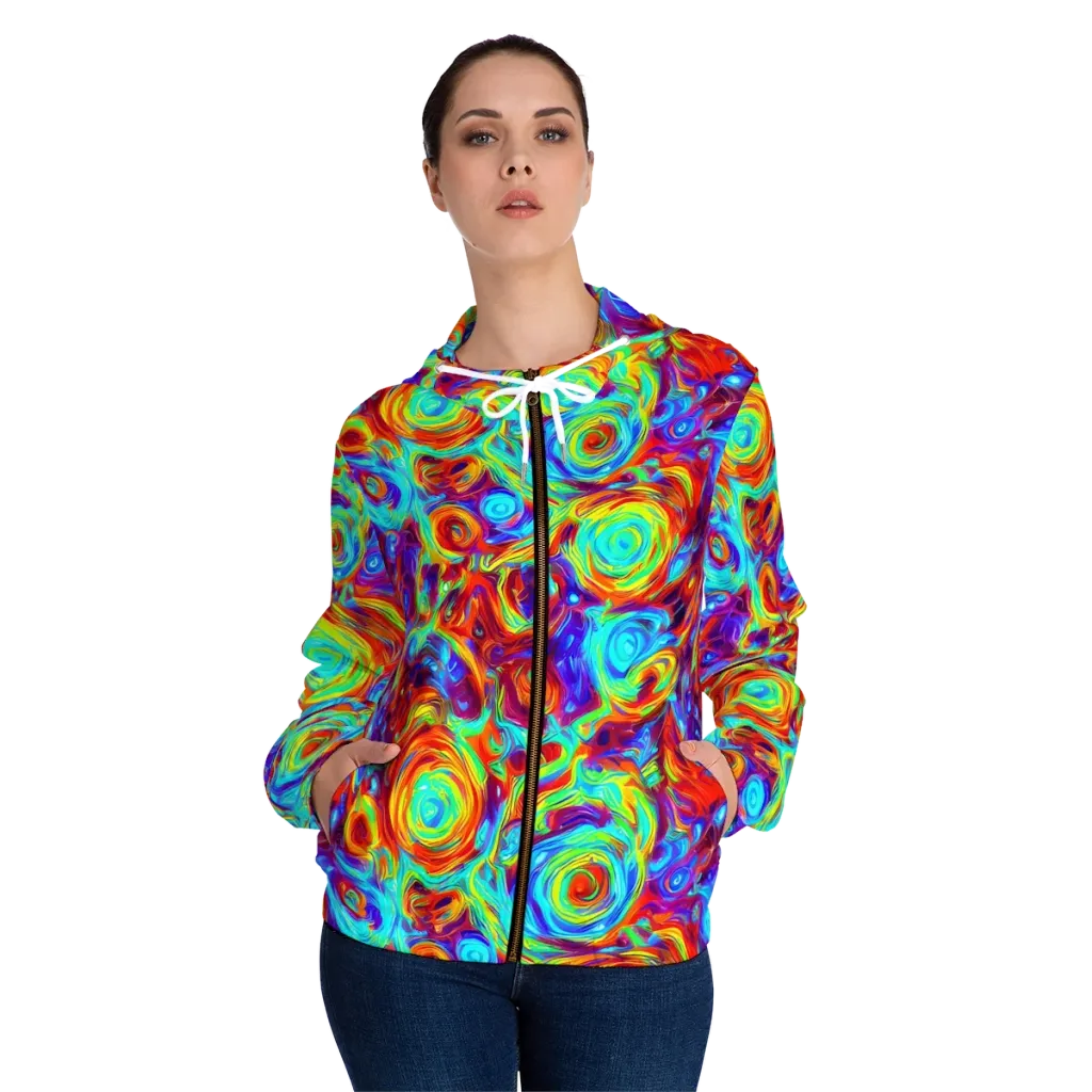 Fever Spiral on Women's Full-Zip Hoodie — Front On Person
