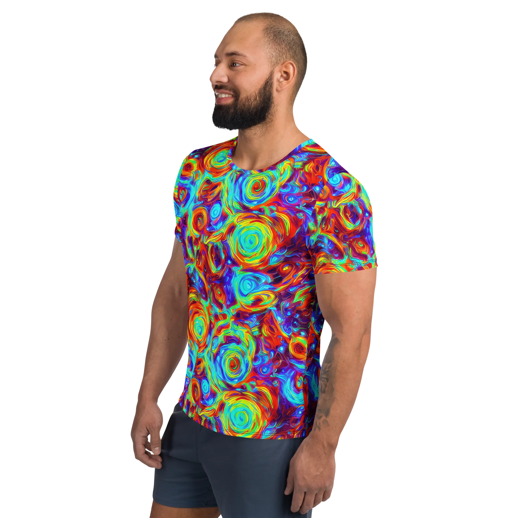 Fever Spiral on Men's Athletic T-Shirt — Left