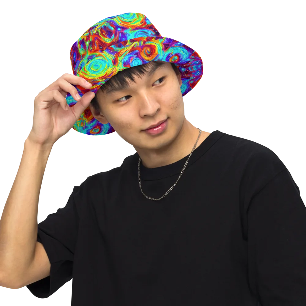 Fever Spiral on Reversible Bucket Hat — Front Inside