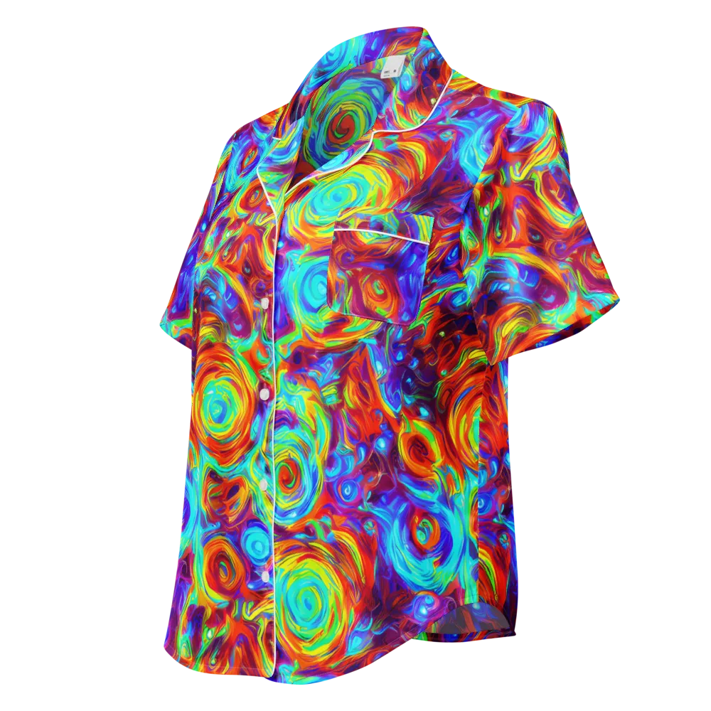 Fever Spiral on Women's Short Sleeve Pajama Top — Left Front