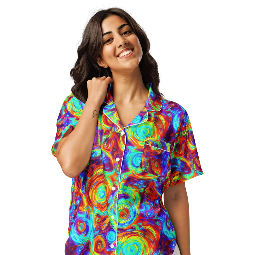 Fever Spiral on Women's Short Sleeve Pajama Top — Front