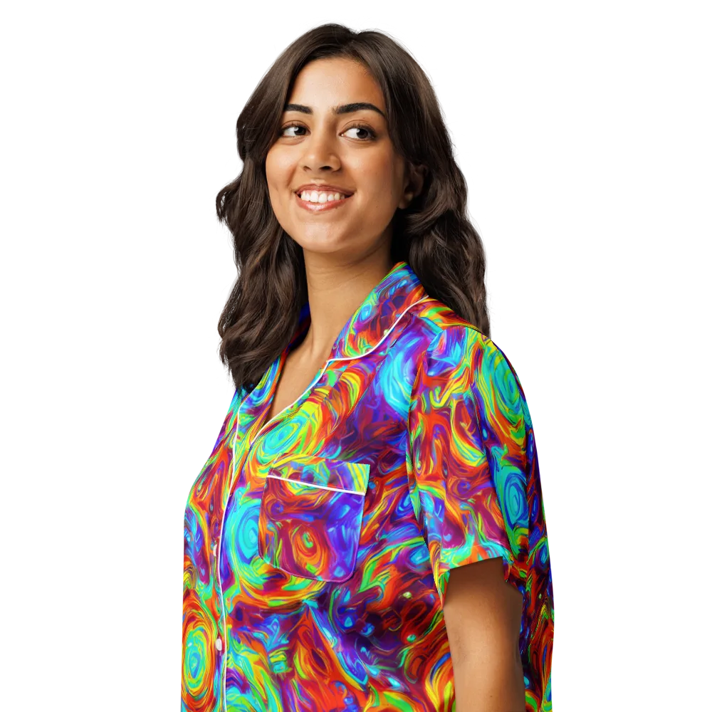 Fever Spiral on Women's Short Sleeve Pajama Top — Left Front