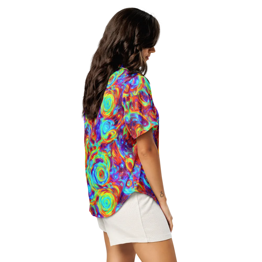 Fever Spiral on Women's Short Sleeve Pajama Top — Right Back