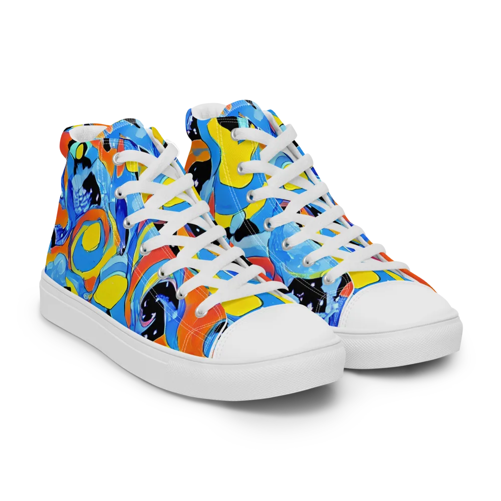 Popstorm on Men's High Top Canvas Shoes — Right Front