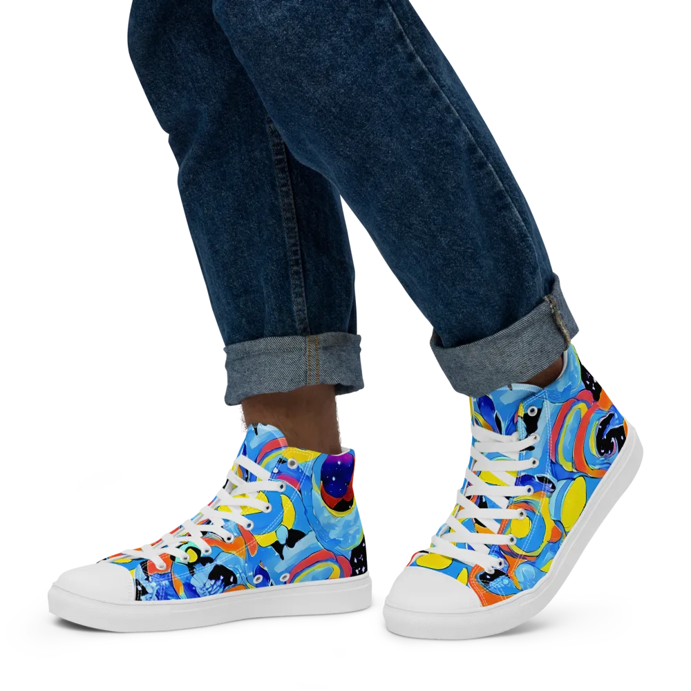 Popstorm on Men's High Top Canvas Shoes — Left
