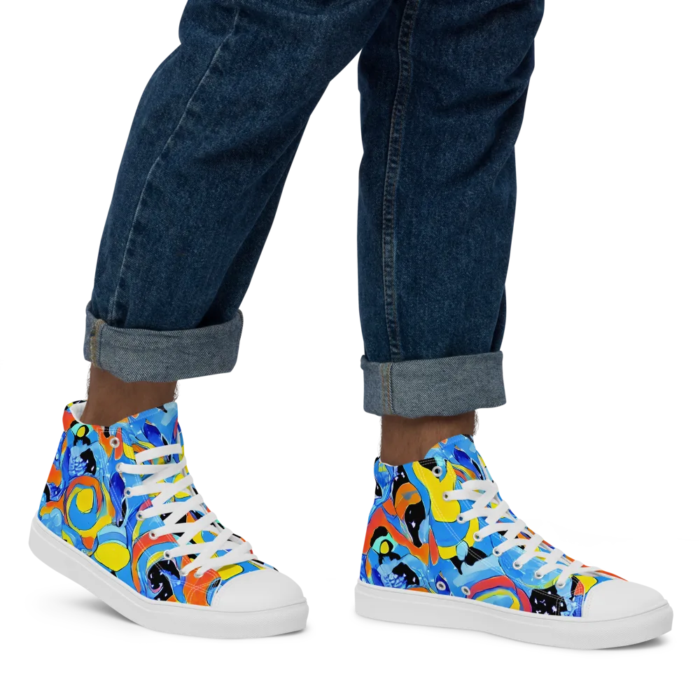 Popstorm on Men's High Top Canvas Shoes — Right