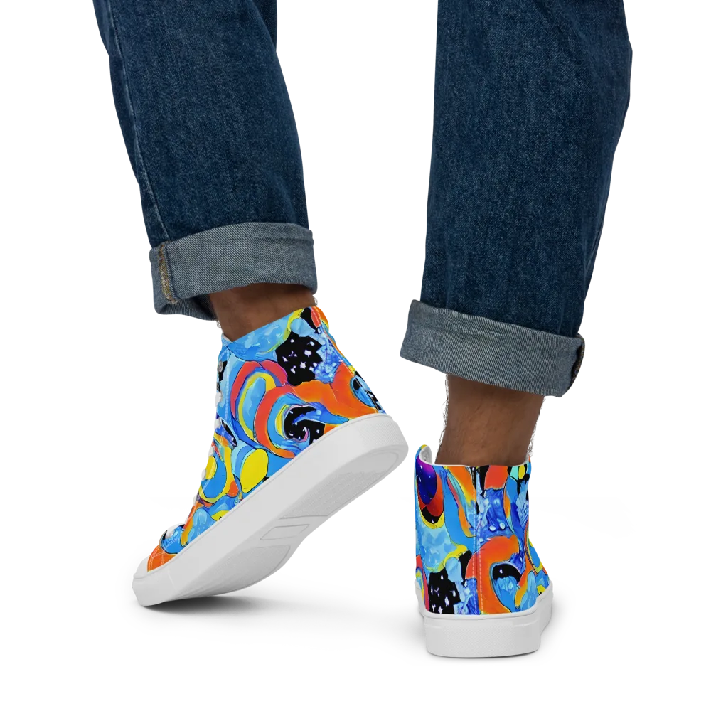Popstorm on Men's High Top Canvas Shoes — Back