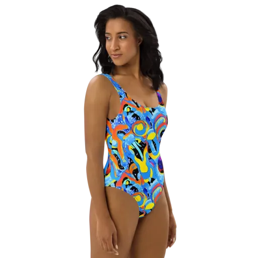 Popstorm on a One-Piece Swimsuit