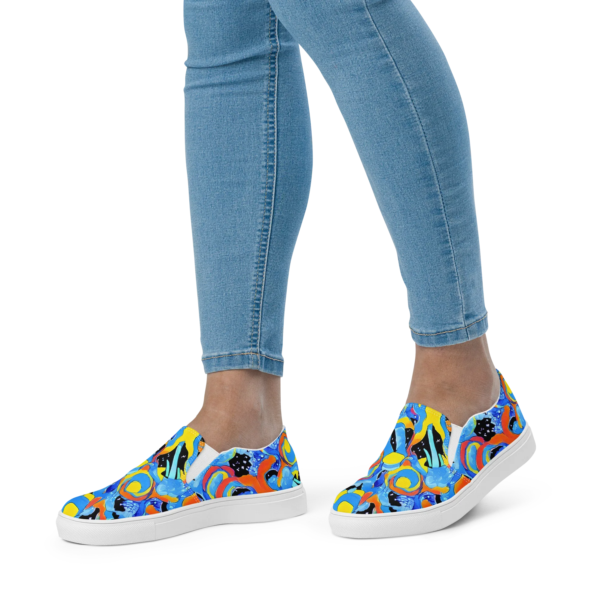 Popstorm on Women's Slip-On Canvas Shoes — Front