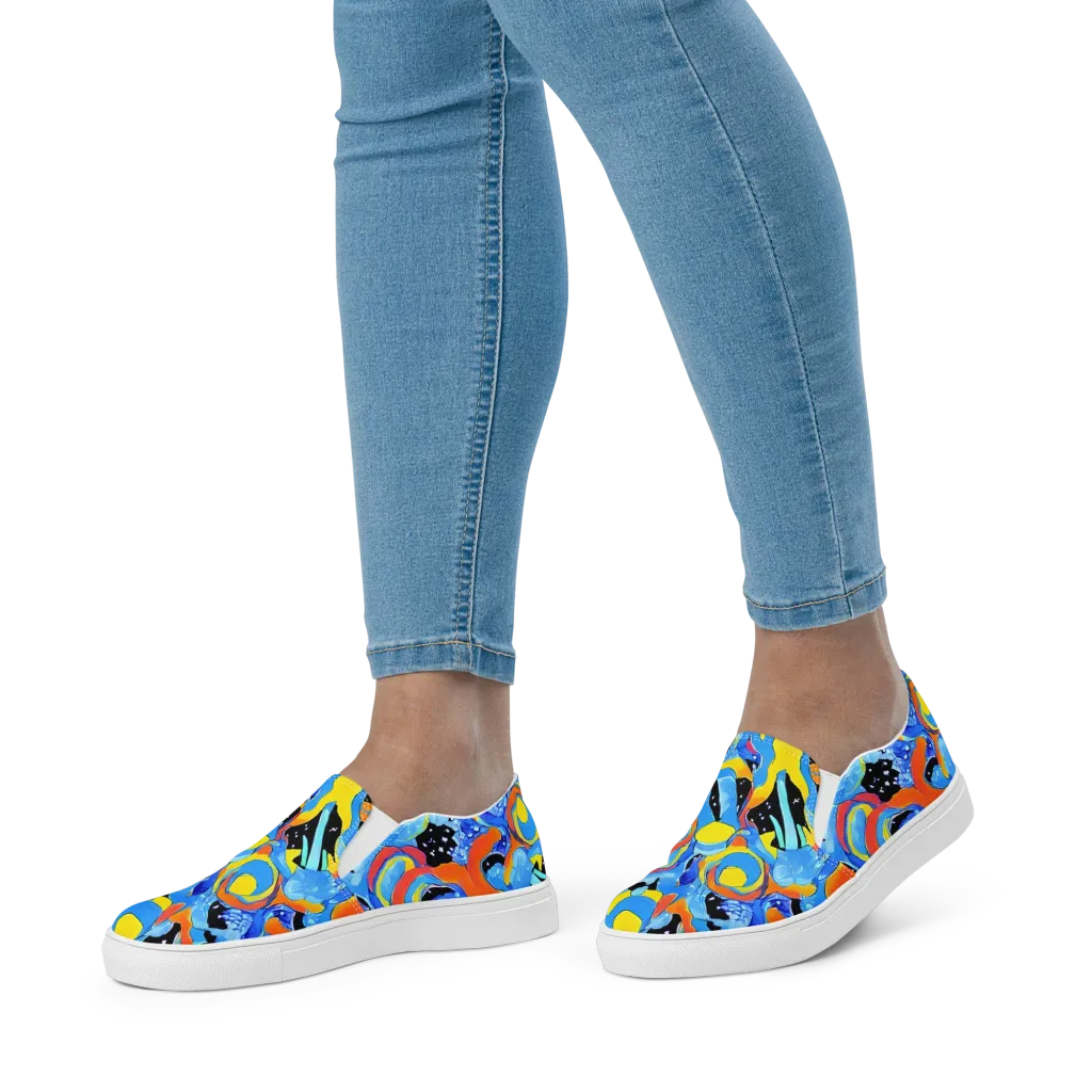 Popstorm on Women's Slip-On Canvas Shoes — Front