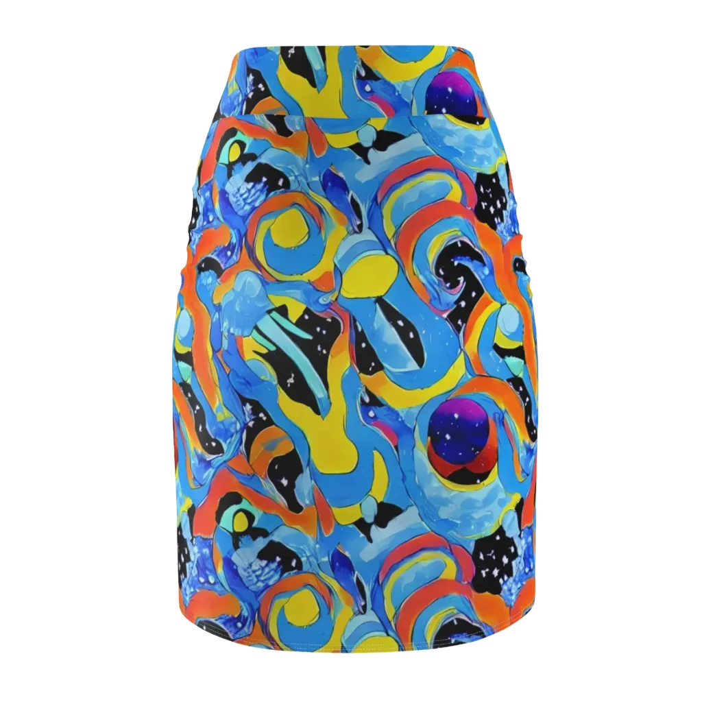 Popstorm on Pencil Skirt — Back