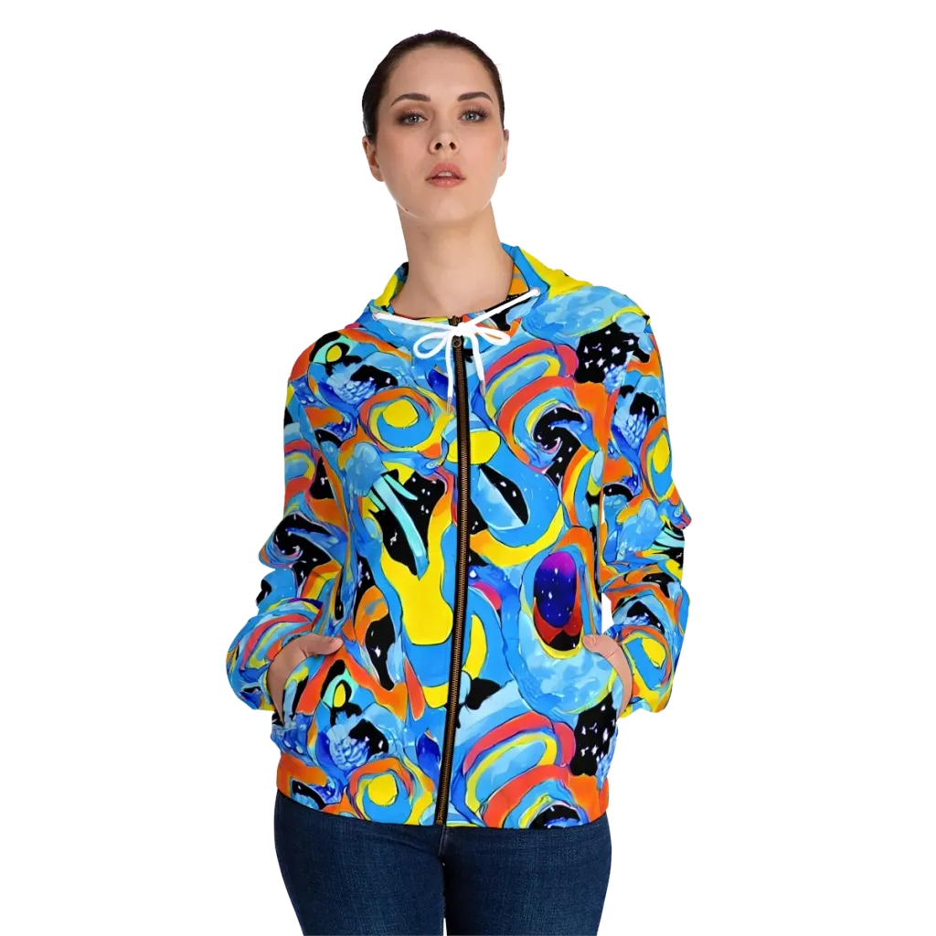 Popstorm on Women's Full-Zip Hoodie — Front On Person
