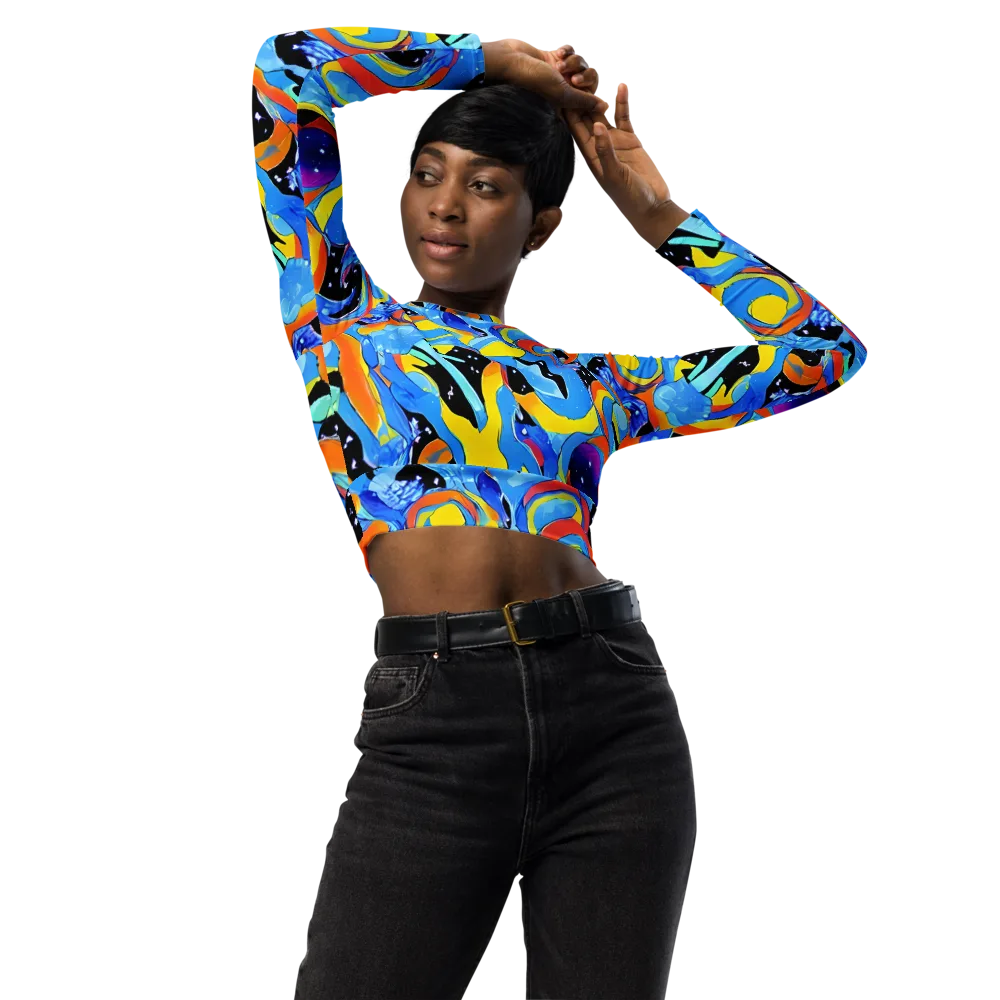 Popstorm on Long Sleeve Crop Top — Front