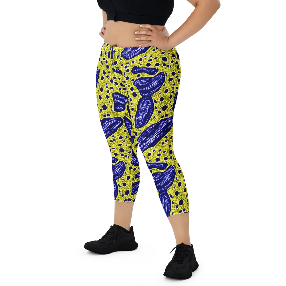 Cobalt Cellscape on Capri Leggings — Front