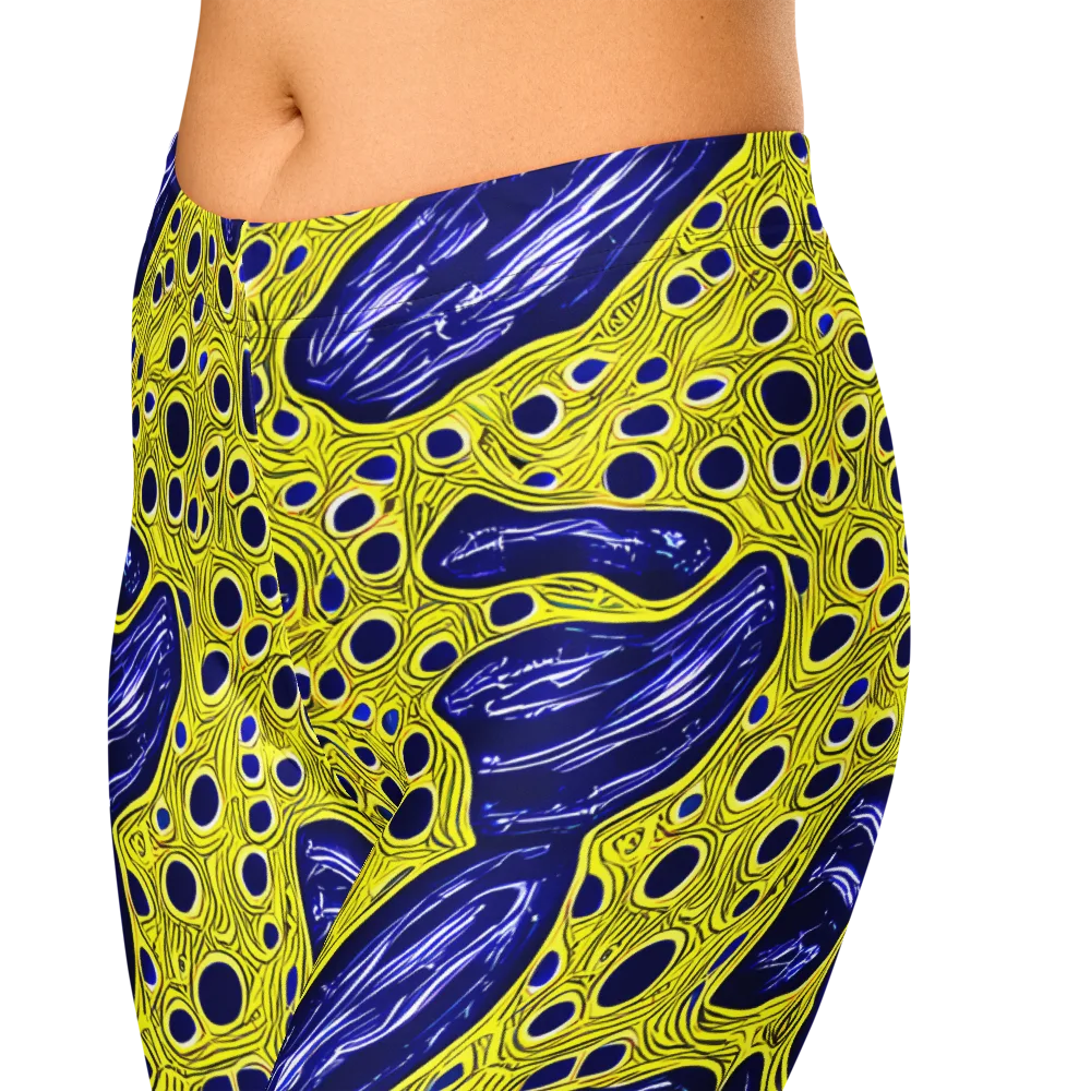 Cobalt Cellscape on Capri Leggings — Zoomed-in