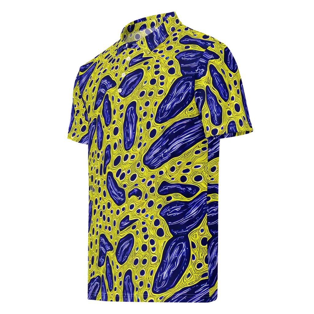 Cobalt Cellscape on Men's Slim Fit Polo Shirt — Left Front