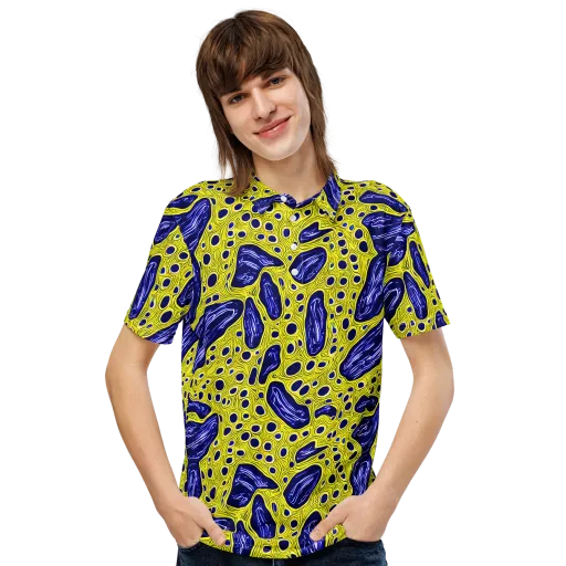 Cobalt Cellscape on a Men's Slim Fit Polo Shirt